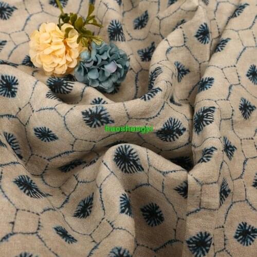 High-grade pure linen printing and dyeing handmade ethnic style retro cotton and linen garment fabric