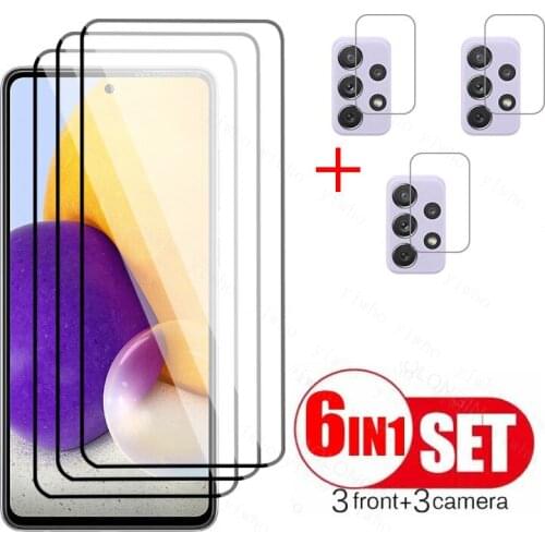 Protective glass on Samsung A72 5G full cover Screen Protector galss For Samsung GalaxyA72 A72 A 72 Camera Lens Tempered glass