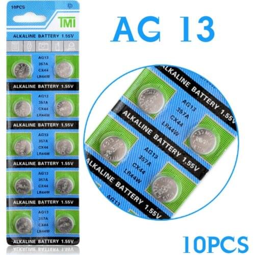 10Pcs/pack AG13 LR44 357A S76E G13 Button Coin Cell Battery Batteries 1.55V Alkaline 22