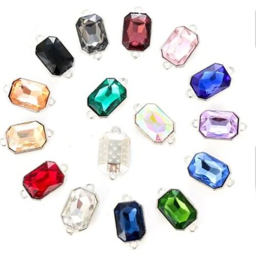 10pcs Crystal Rhinestone Rectangle Connectors Charms for Jewelry Making Earrings Charm Pendant Necklace Bracelet DIY Accessories