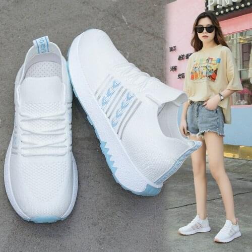 2021 Women Casual Sport Shoes Running Sneakers Plus Size Flying Woven Womens Casual Shoes Breathable Casual Sneakers Walking Sh