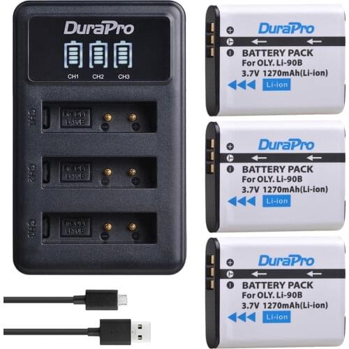 3pc Li-90B Li 90B Li-92B Camera Li-ion Battery + LED 3-Ports Charger for Olympus XZ-2 SH-50 SH-1 SP-100 Tough TG-1 TG-2 TG-3 TG4