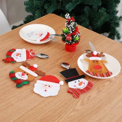 3Pcs New Year Merry Christmas Santa Claus Knife Fork Cutlery Set Skirt Pants Navidad Christmas Decorations For Home Xmas Gifts