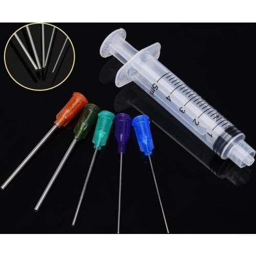 5pcs For Glue Oil Ink Syringe Crimp Sealed-Blunt Chemical Needle Tips 5ml Capacity Transparent Plastic Syringes