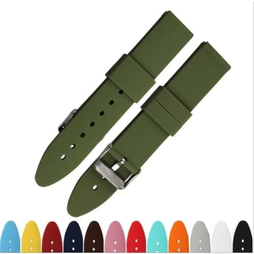 50pcs. silicone new smooth strap band 18MM 20MM 22MM 24MM with spring bar