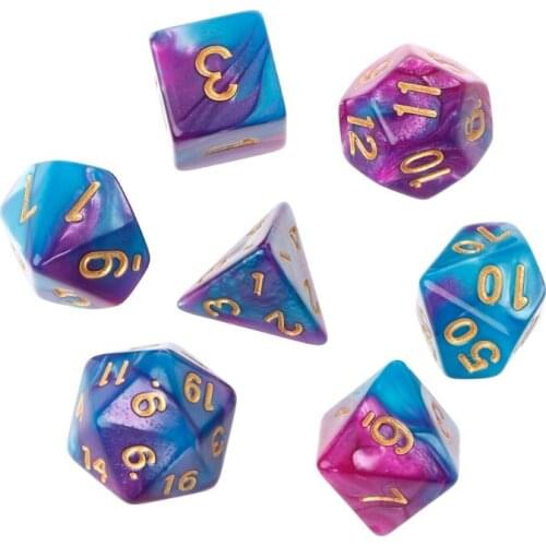 7pcs/Set Acrylic Polyhedral Dice For TRPG Board Game D4-D20 X3UA
