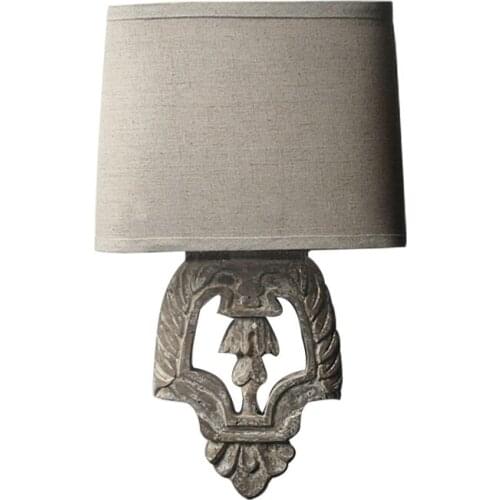 American country wood art wall lamp simple retro fabric bedroom bedside corridor staircase lamp