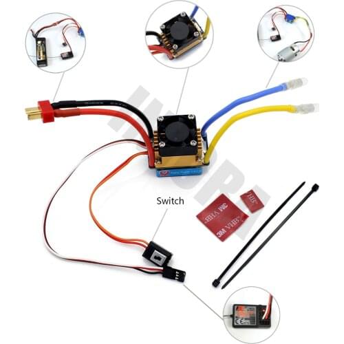 RC Car 480A Waterproof Brushed ESC Speed Controller with 5V/3A BEC for RC Crawler Axial SCX10 D90