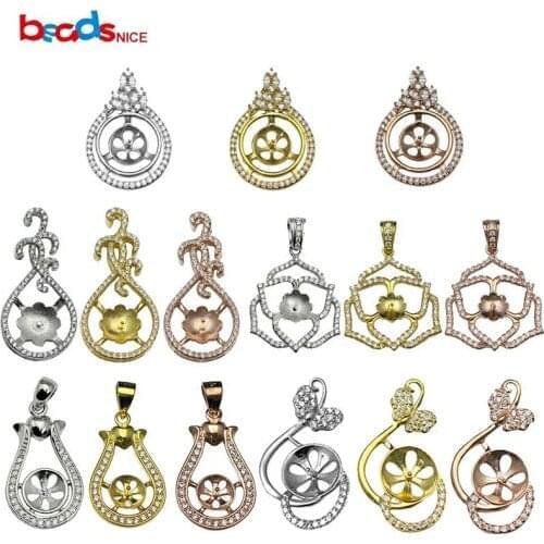 Beadsnice Sterling Silver Pendant Base Pendant Bezel Pendant Setting for Neckalce Diy Jewelry Making ID35142