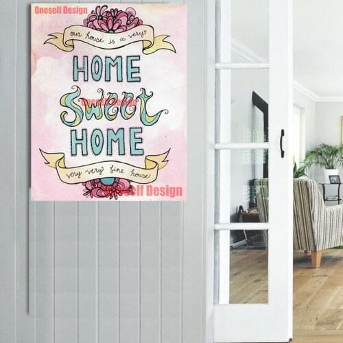 Great 5d diamond painting full square home sweet home picture of rhinestones 5d diamond embroidery sale livingroom wall sticker