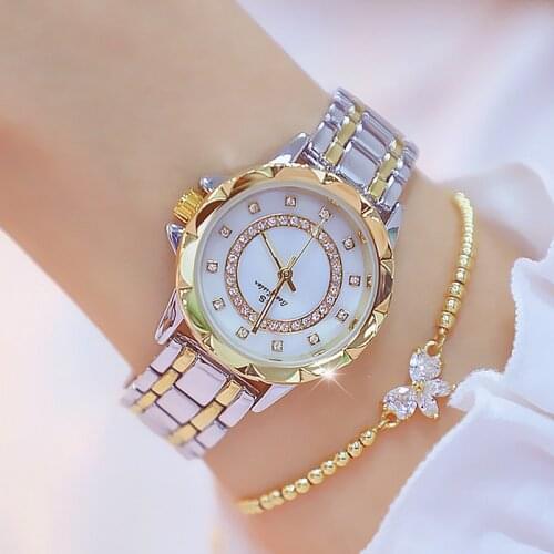 BS Bee Sister Brand Luxury Ladies Wrist Watches Women Diamond Gold Quartz Wristwatch Female Casual Clock Women Relogio Feminino