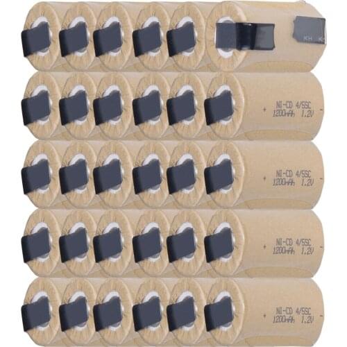 Fast delivery real capacity 30 pcs SC battery 1.2V SUBC batteries rechargeable high drain 1300mah with tabs for power tools
