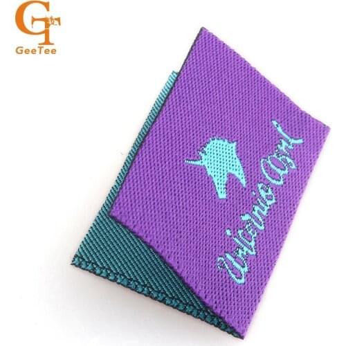 Garment center foldmain clothing labels,customized name woven labels sew in fabric shirt flag labels tags,sewing labels