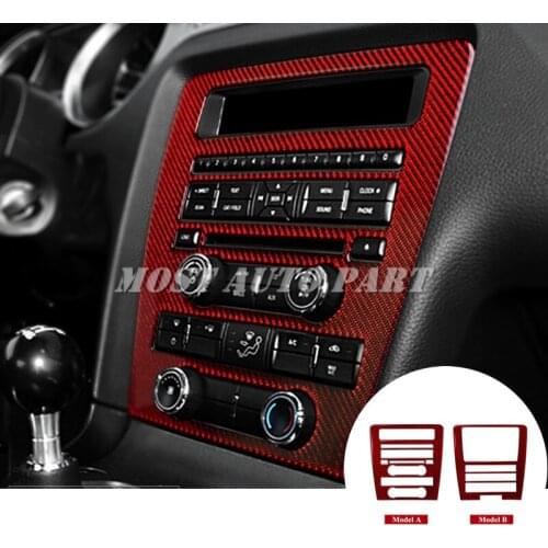 Carbon Fiber Center Console CD & AC Panel Trim Cover For Ford Mustang 2009-2013 Red/Black Car accesories interior Car decoration