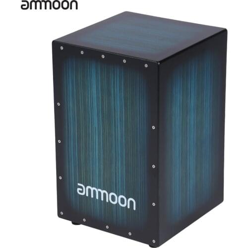 Ammoon Wooden Box Drum Cajon Hand Drum Persussion Instrument Wood with Stings Rubber Feet 30 * 31 * 48cm