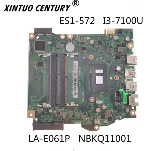 For ACER Aspire ES1-572 Notebook Mainboard NBGKQ11001 B5W11 LA-E061P Laptop Motherboard SR2ZW I3-7100U CPU DDR4 100% test
