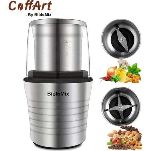 2-in-1 Dry and Wet Double Cups 300W Electric Spices and Coffee Bean Grinder Stainless Steel Body and Miller Blades grinder kopi