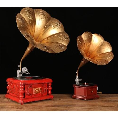 Art Vintage Figurine Phonograph Coffee Shop Decoration Nostalgic Figurine European Luxury Decoracao Decoration Crafts DI50BJ
