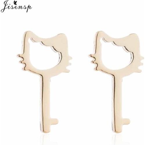 Jisensp Cute Little Cat Stud Earrings Fashion Mini Animal Earrings Jewelry Stainless Steel Kitten Earings Wholesale pendientes