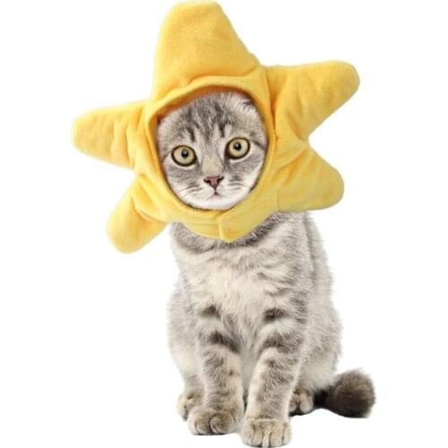 Pet Costume Cap Unique Yellow Starfish Hat Party Cosplay Dress Accessories for Cats and Small to Medium Sized Dog