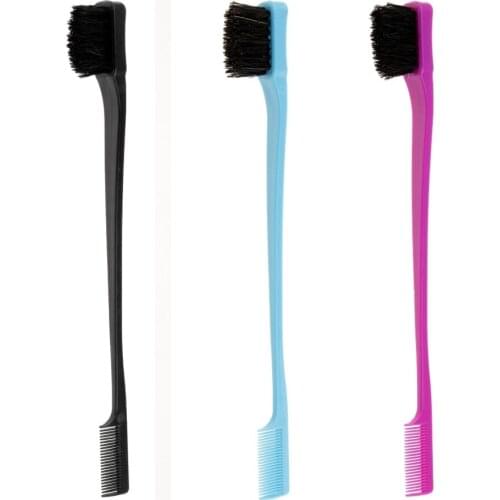 3 Pieces Pocket Size Dual Ended Edge Control Brush, Hair Grooming Comb Fine Teeth