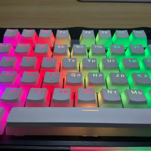 Mechanical keyboard cap Complete 104 Keys Kit-UR Russia Layout Pudding key cap two-color translucent PBT material