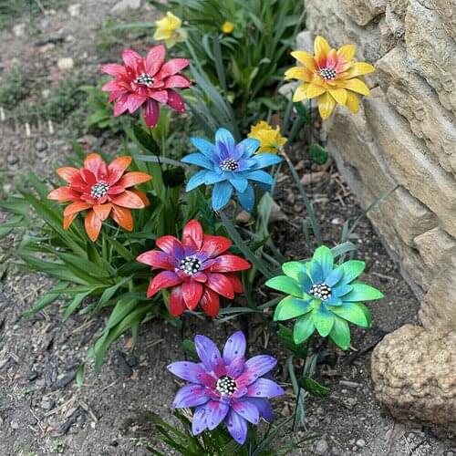 Metal Daylily Flower Garden Stakes Iron Crafts Hand Forged Metal Garden Art Mothers Day Gift Home Decoration SCIE999