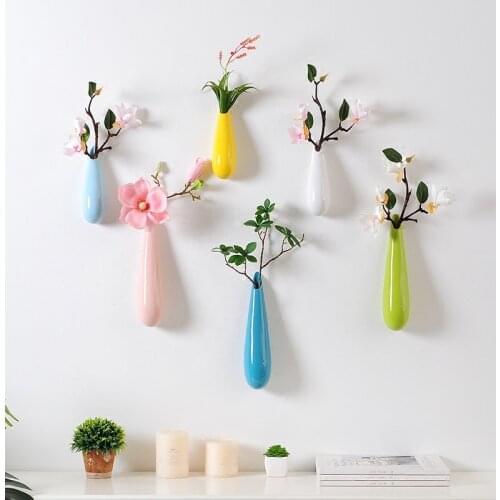 Wall Vase Porcelain Flower Vases Modern Home Living Room Restaurant Decorations Droplet Shape Ceramic Creative Hanging Chinese