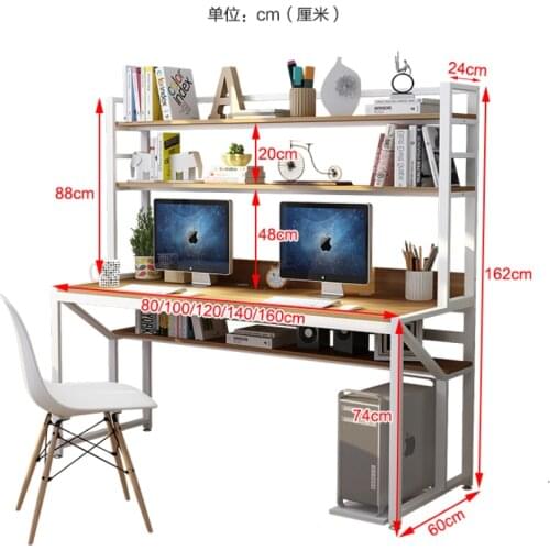 Computer Desktop Desk Home Bedroom Desk Bookshelf Combination with Bookshelf Student Writing Desk