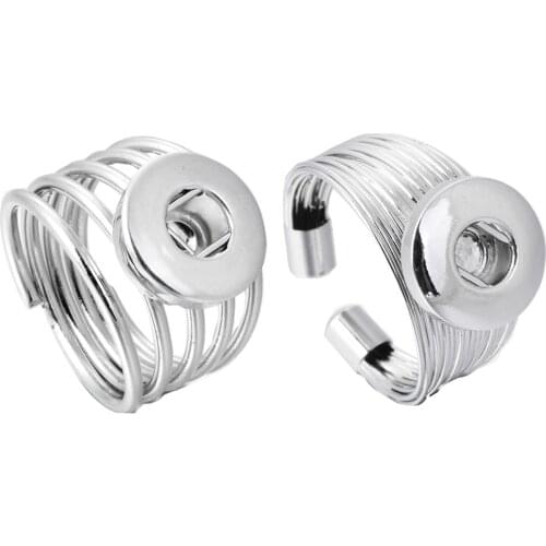 New Snaps Jewelry Metal 12mm Snap Ring Adjustable Elastic DIY Button Ring for Women Mens Ring