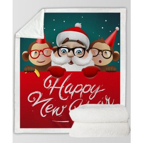 Hoodie Blanket Plush Throw Blanket 3D Merry Christmas Printed Sherpa Fleece Microfiber Throw Blanket 2019 Drop Shipping