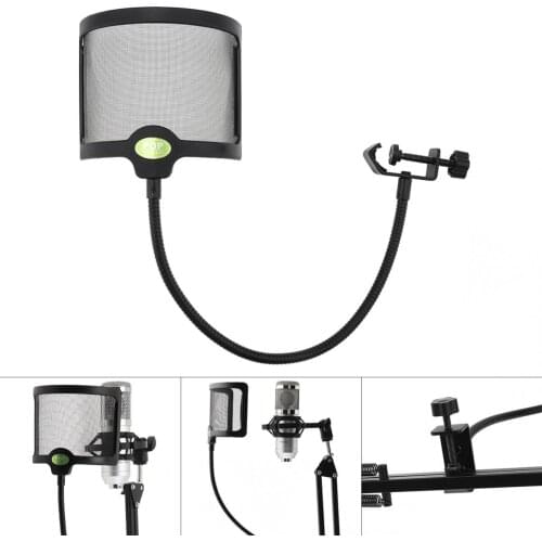 Microphone Pop Filter Flexible Wind Screen Blowout Prevention Net Metal Noise Reduction Recording Microphone Windproof Shield
