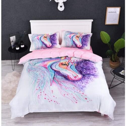 3D Effect Prints Horse Bedclothes Comfor Quilt Cover Pillow Case King Double Double Size Bed Room Home Textiles