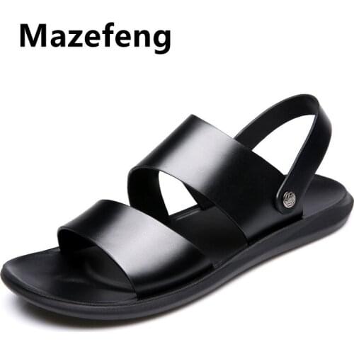 Mazefeng Men Sandals 2021 Leather Genuine Men Summer Shoes Man New Casual Comfortable Barefoot Sandals Men Pentoufle Homme Adult