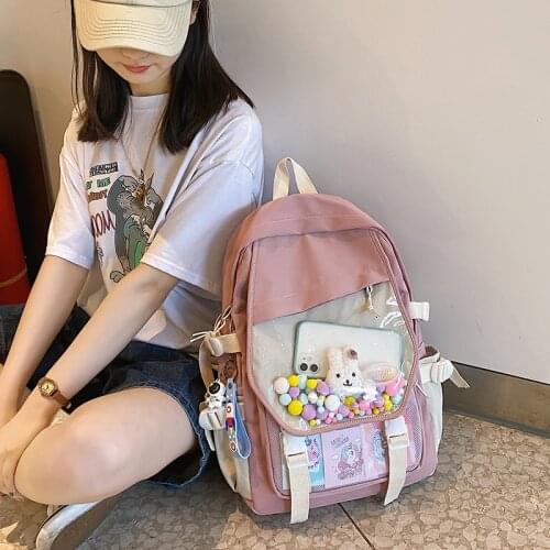 Schoolbag Cute Girl Korean Campus Style Middle High School Students Large Capacity Backpack Fashionable Girl Portable Travel Bag