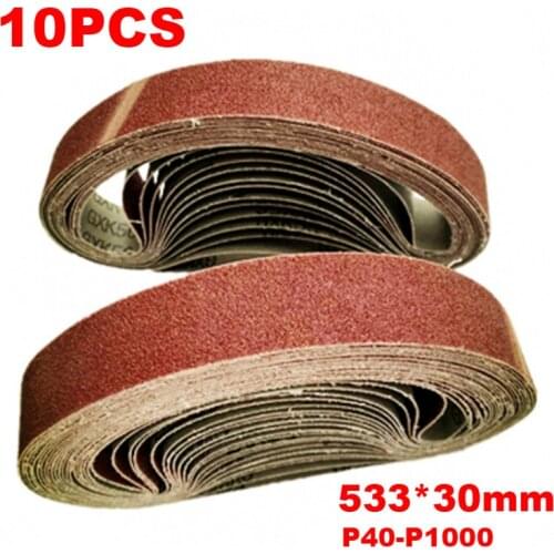 10pcs 533*30mm Sanding Belt 40-1000 Abrasive Band Sanding Screen Belt Soft Cloth