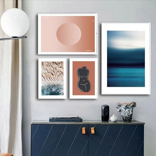 Nordic Art Abstract Body Poster Modern Blue Canvas Painting Letter Wall Art Print Wall Picture For Living Room unique Home Decor