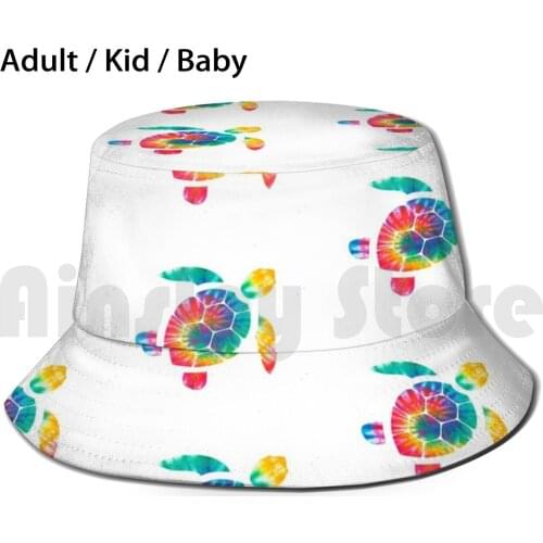 Tie Dye Turtle Sun Hat Foldable UV Protection Turtle Sea Sea Turtle Sunset Turtle Red Orange Yellow Green Blue Purple Tie