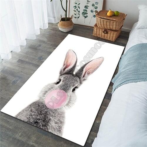 Funny Rabbit Area Rug 3D All Over Printed Non-slip Mat Dining Room Living Room Soft Bedroom Carpet 01