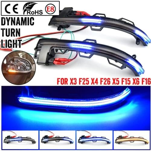 LED Dynamic Turn Signal Light Flowing Water Blinker Flashing Light For BMW X3 X4 X5 X6 F25 LCI F26 F15 F16 2014 2015 2016-2018