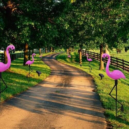 Led Solar Flamingo Stake Light Lantern Solar Powered Pathway Lights Outdoor Waterproof Garden Decorative Lawn Yard Lamp