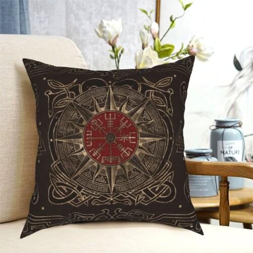 Vegvisir Viking Ornament Nordic Mythology Pillowcase Printed Polyester Cushion Cover Decor Runes Pillow Case Cover Home 18