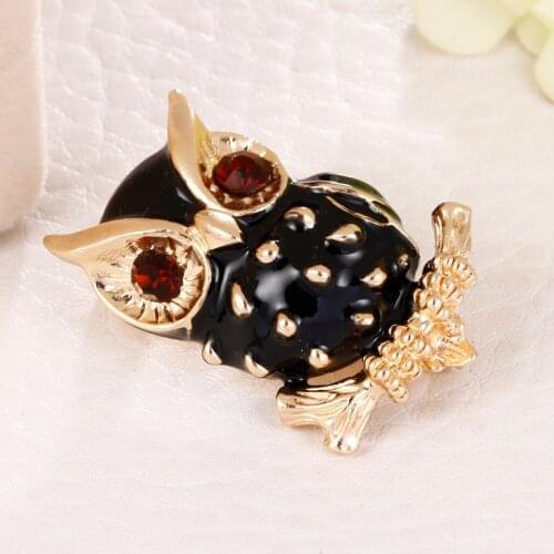 Pearl Enamel Vintage Owl Brooch Pin Personalized Alloy Brooches for Womens