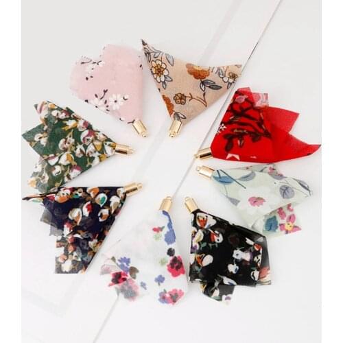 10pcs 6cm Chiffon Metal Cap Tassel Crafts Brush for Earring Charm Making Sati Tassels Pendant Diy Jewelry Accessories Handmade