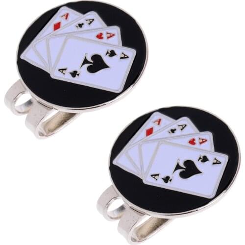 2pcs Golf Ball Marker Magnetic Hat Clip Stylish Cap Clip Gift Poker Card
