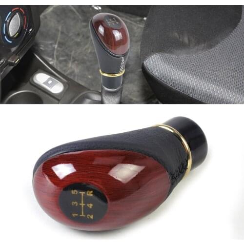 Beler Car Auto 5 Speed Gear Shift Knob Wood Grain Leather MT Gear Shift Lever For VW Polo Golf Jetta Toyota RAV4 Camry YARIS