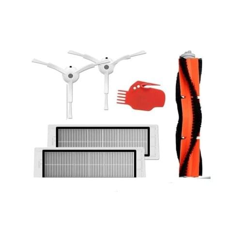 6pcs Vacuum Cleaner parts 2 * side brush + 2* HEPA filter + 1* main brush + 1 * tool Suitable for Xiaomi Mi Robot