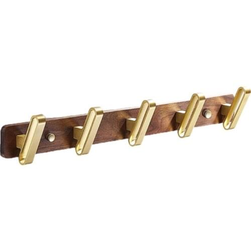H7JB Wooden Wall Mounted Hanger Multi Metal Hooks Coat Rack Durable Clothes Pegs Smooth Finished Decorative Household Storage