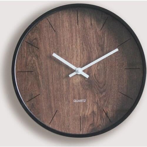 Wooden Wall Clock Modern Design Vintage Living Room Wall Clock Decoration Bedroom European Style Silent Round Watch Ornaments