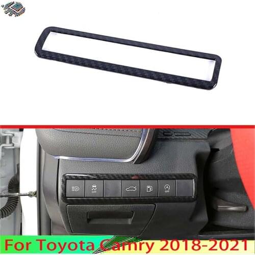 For Toyota Camry 2018 2019 Car Decoration Carbon Fiber Style Head Light Switch Button Control Panel Cover Trim Bezel